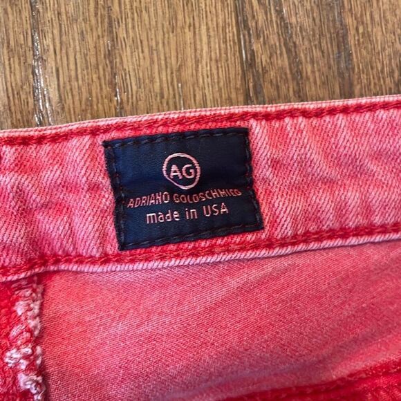 AG Adriano Goldshmied The Stevie red slim straight ankle jeans 28 - Picture 5 of 12